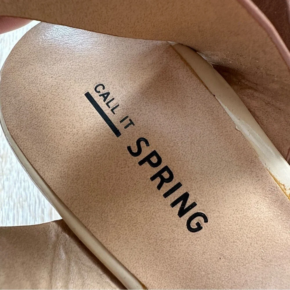 Call It Spring Beige Cork Wedge Sandals - Size 6.5